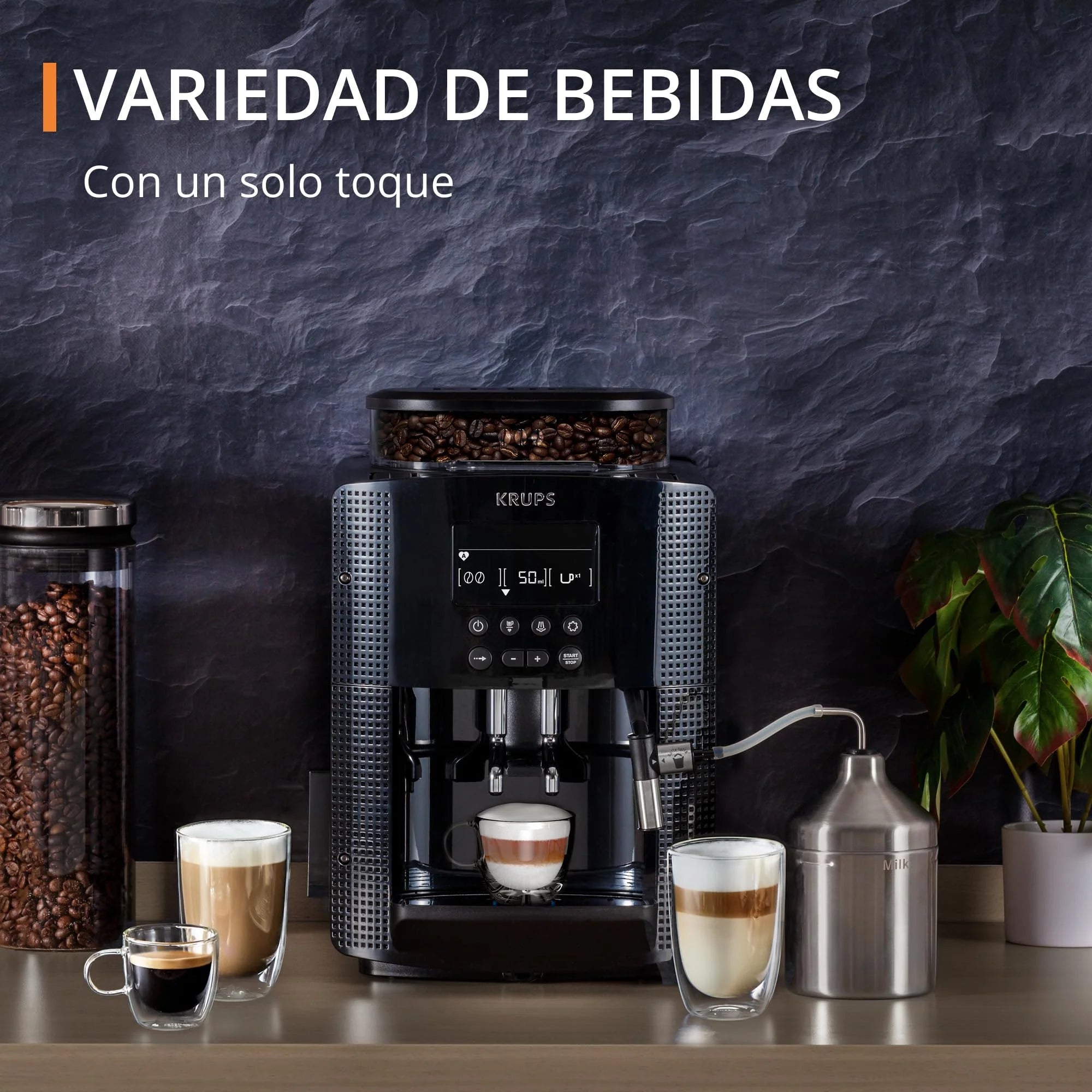 2025 Krups Essential - Cafetera súper automática, 15 Bares de presión, Molinillo cónico de Metal, con selección de cantidad e Intensidad de café, 1.7