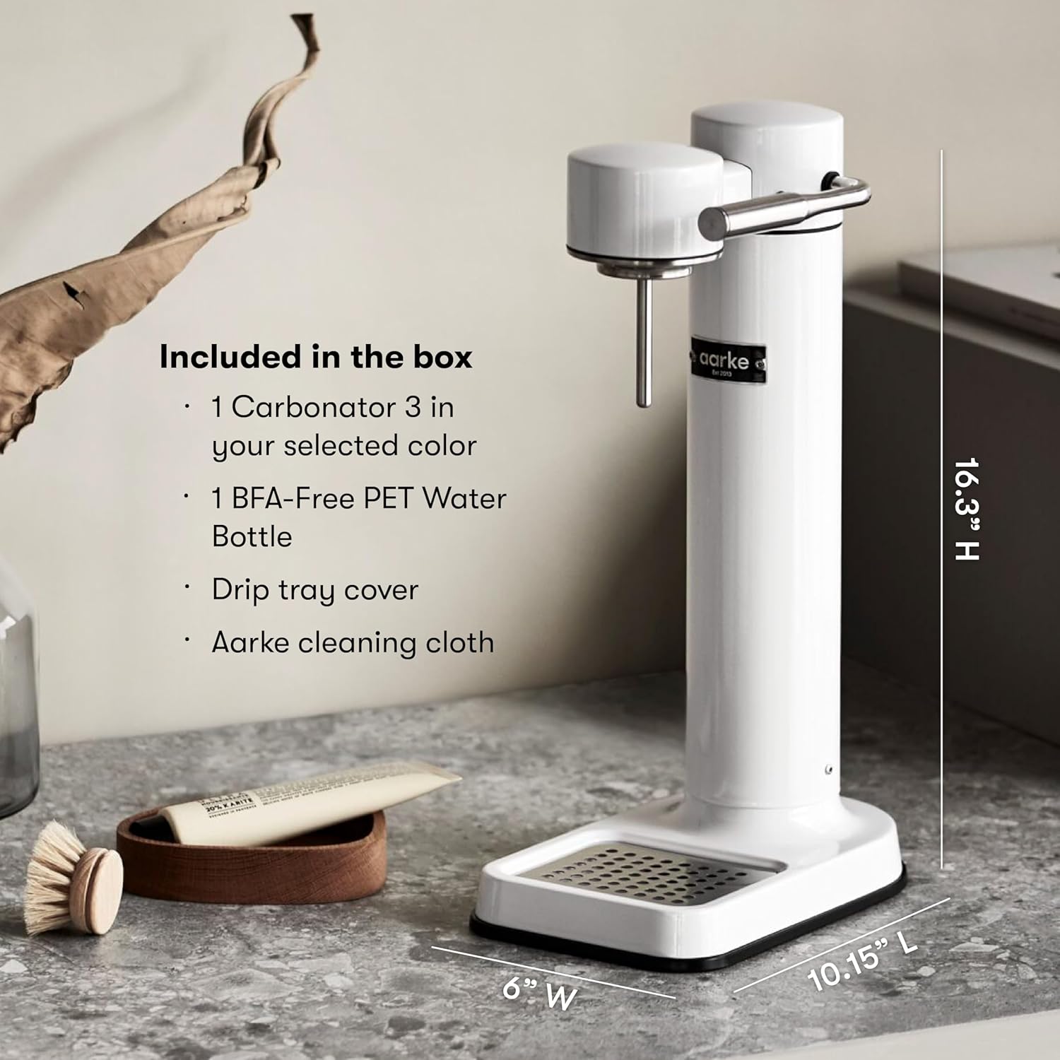 Aarke Carbonator 3, Máquina Gasificadora de Agua en Acero Inoxidable, incluye Dos Botellas (800ml), Acabado en Negro