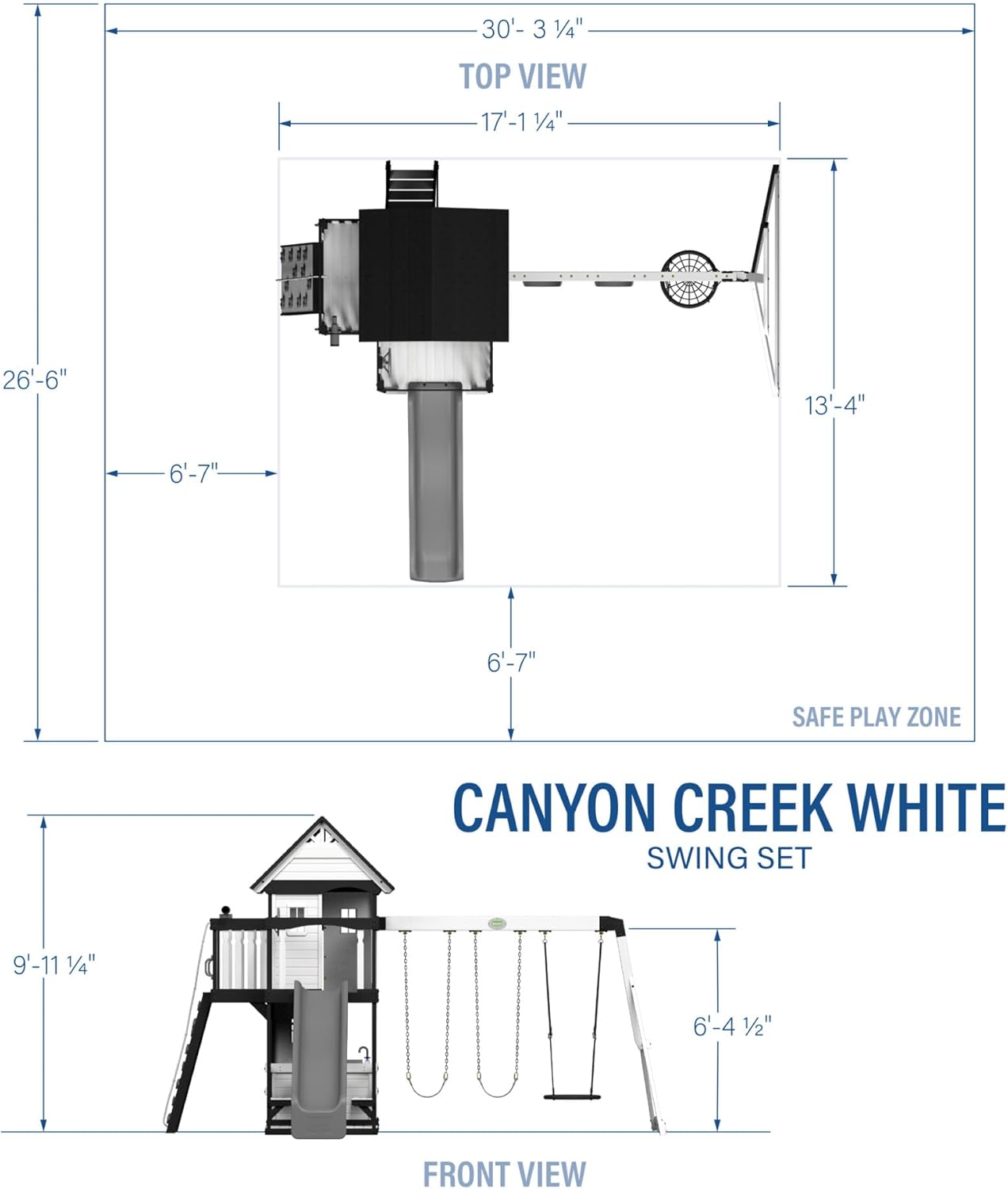 2025 Backyard Discovery Canyon Creek Set de Juego Exterior en Madera de Cedro con Tobogán. Casa en el Árbol. Columpios y Pared de Escalada