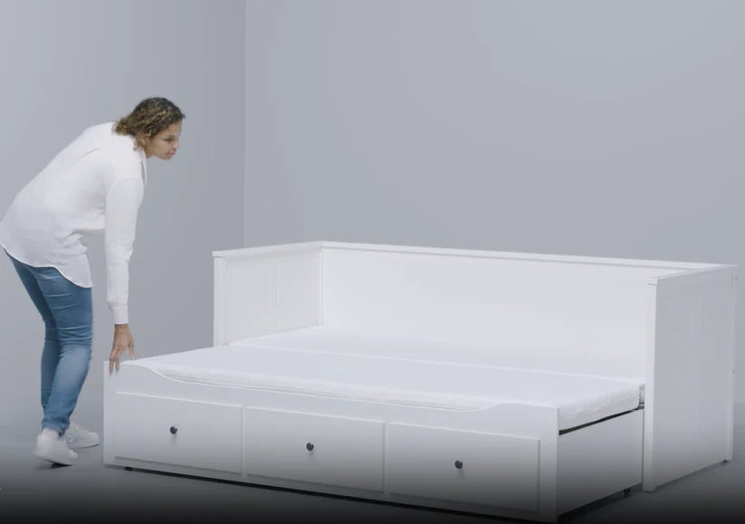 HEMNES Cama tipo diván con 3 espacios de almacenamiento, Blanco, 80x200 cm