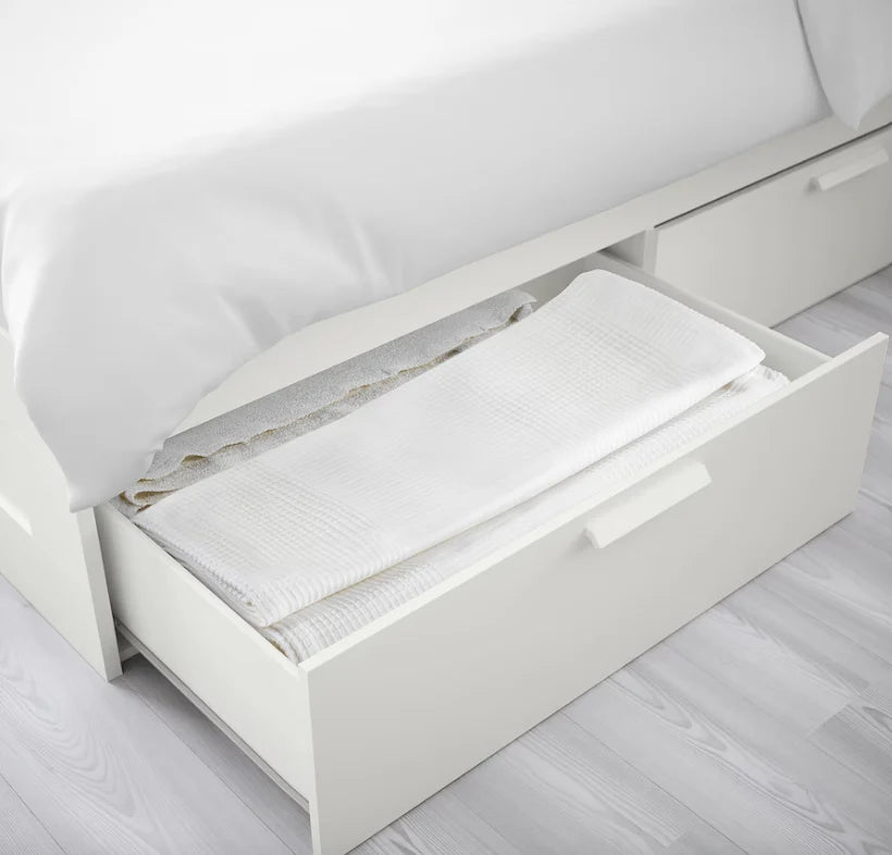 HEMNES Cama tipo diván con 3 espacios de almacenamiento, Blanco, 80x200 cm