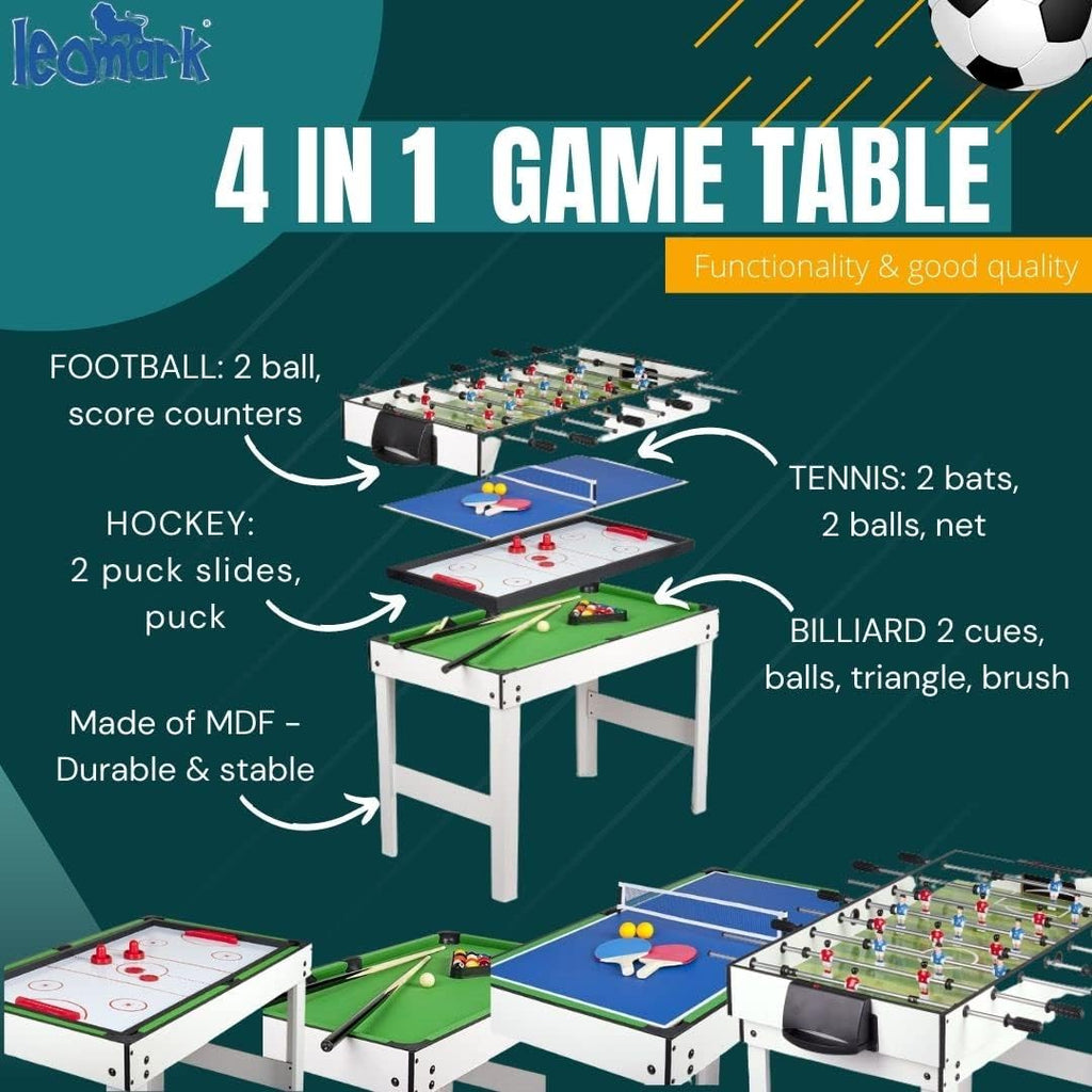 Leomark Mesa de Juegos de Madera para Niños y Adultos | Diversión en Casa o Fiesta Entretenimiento Familiar | Estable, Educativa y Fácil de Montar