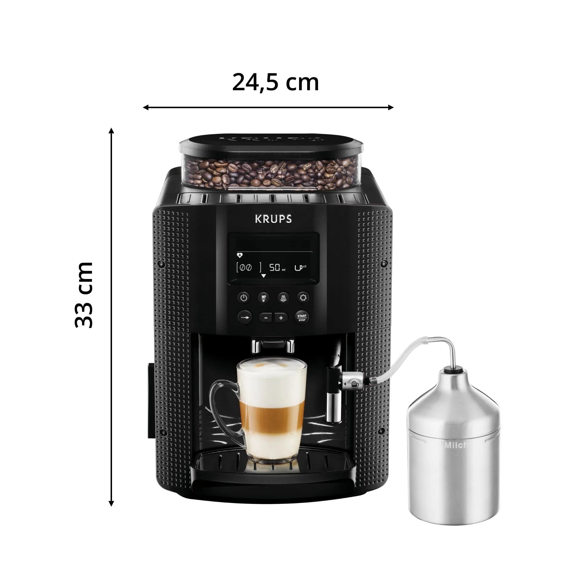 2025 Krups Essential - Cafetera súper automática, 15 Bares de presión, Molinillo cónico de Metal, con selección de cantidad e Intensidad de café, 1.7