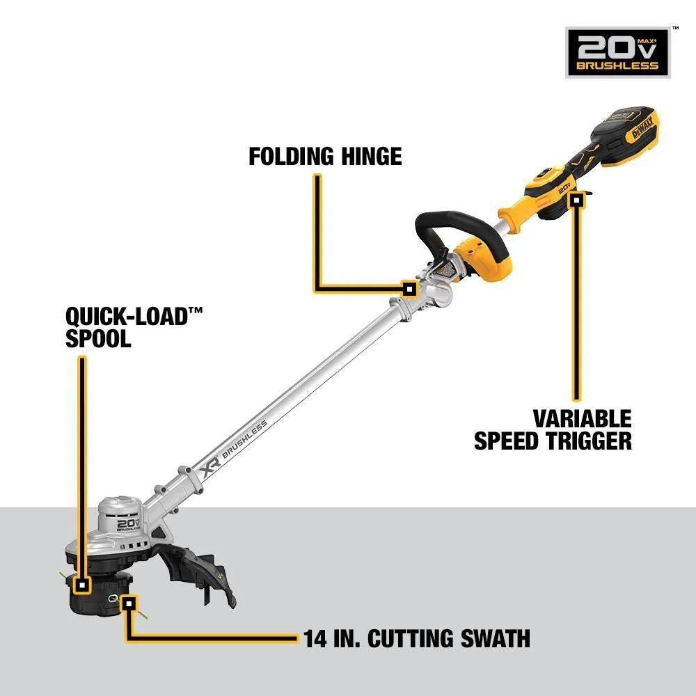 2025 DEWALT DCST922P1 Cortadora de césped inalámbrica 20V MAX sin escobillas con batería de 5Ah y cargador