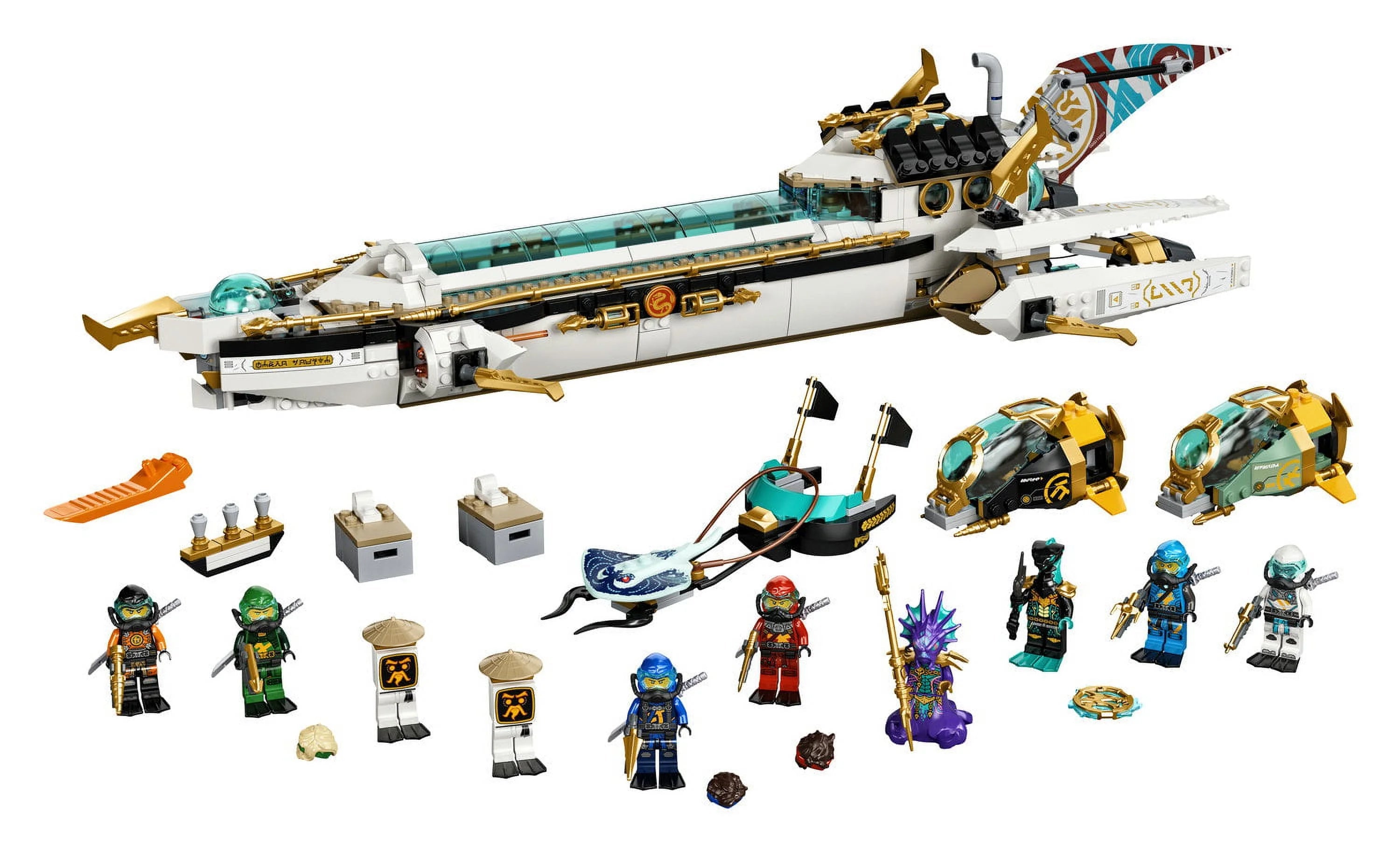 LEGO NINJAGO Hydro Bounty, Set de Construcción de Submarino 71756 con Minifiguras de Kai y Nya, Juguetes Ninja, Regalos para Niños y Niñas a partir de