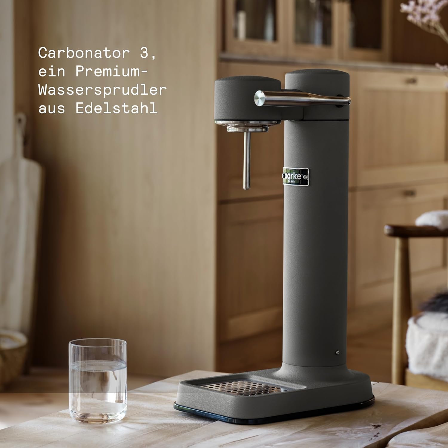 Aarke Carbonator 3, Máquina Gasificadora de Agua en Acero Inoxidable, incluye Dos Botellas (800ml), Acabado en Negro