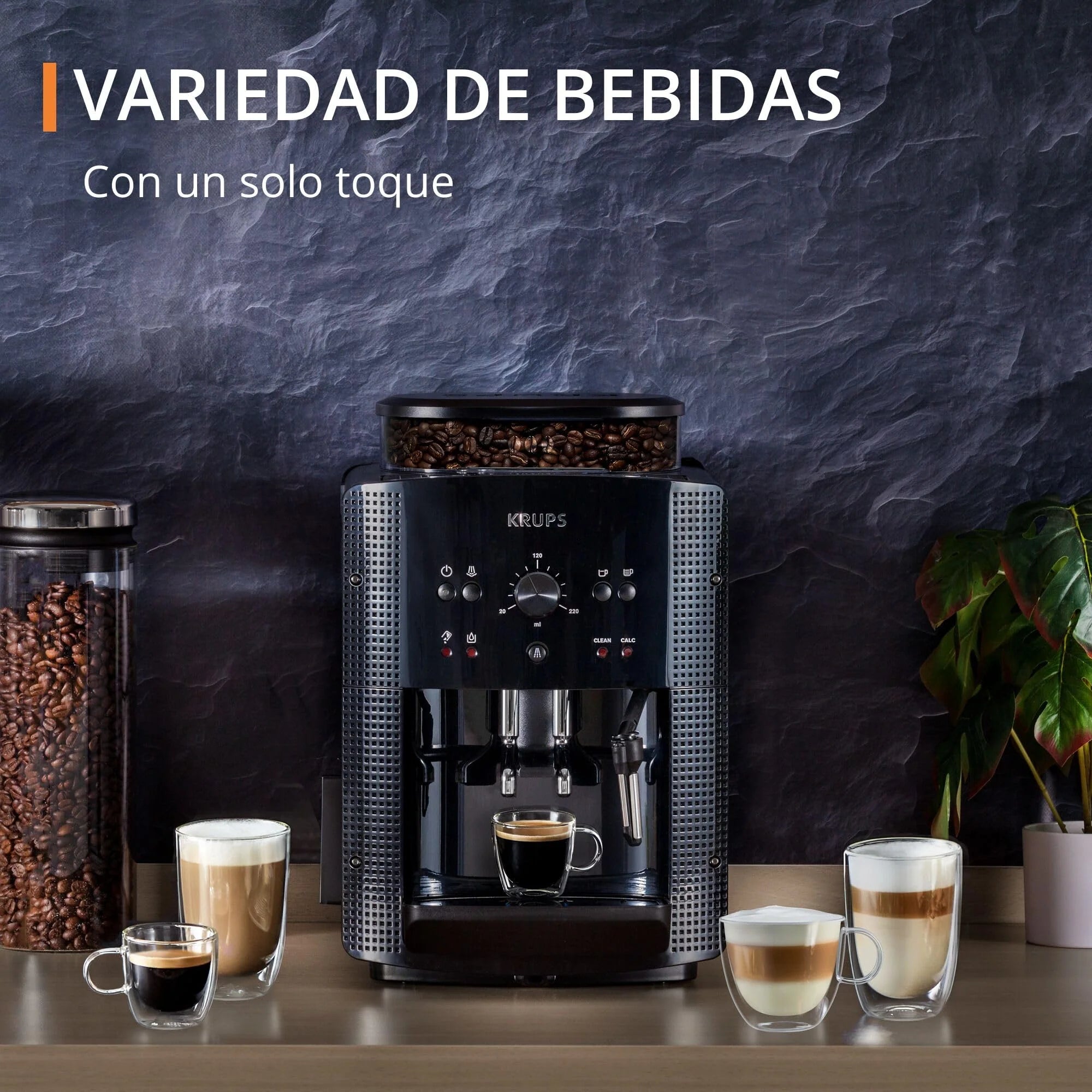 2025 Krups Essential - Cafetera súper automática, 15 Bares de presión, Molinillo cónico de Metal, con selección de cantidad e Intensidad de café, 1.7