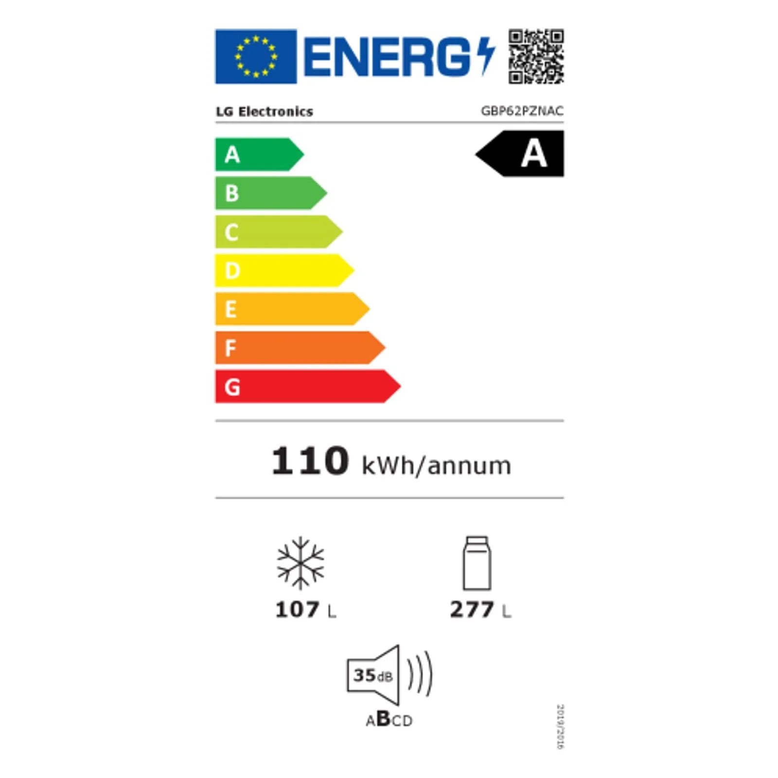 2025 LG Frigorífico combinado con congelador GBP62PZNAC Compresor Inverter Lineal
