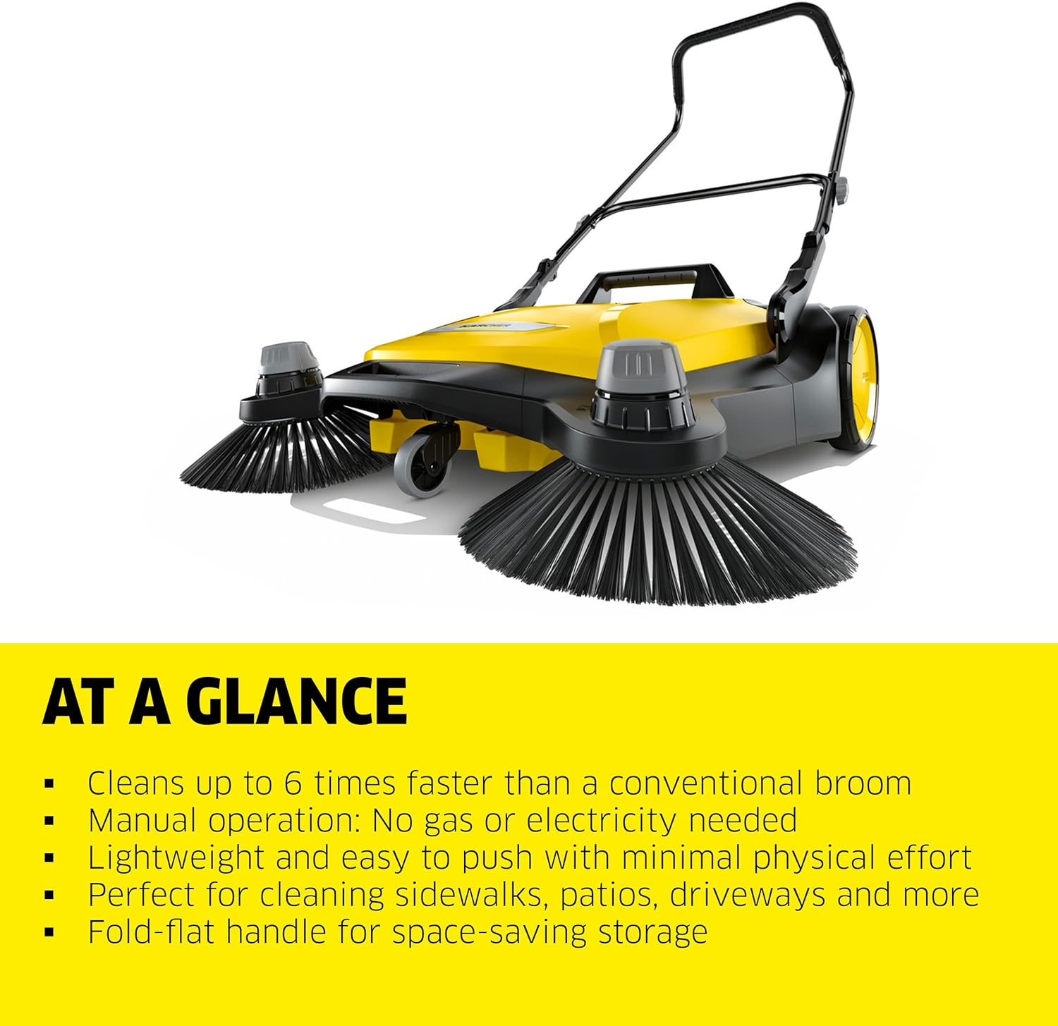 2025 Barredora Manual S 6 Twin para Exteriores – Capacidad de 10 Galones – Ancho de Barrido de 33.9″ – Barrido de hasta 32.300 Pies Cuadrados por Hora