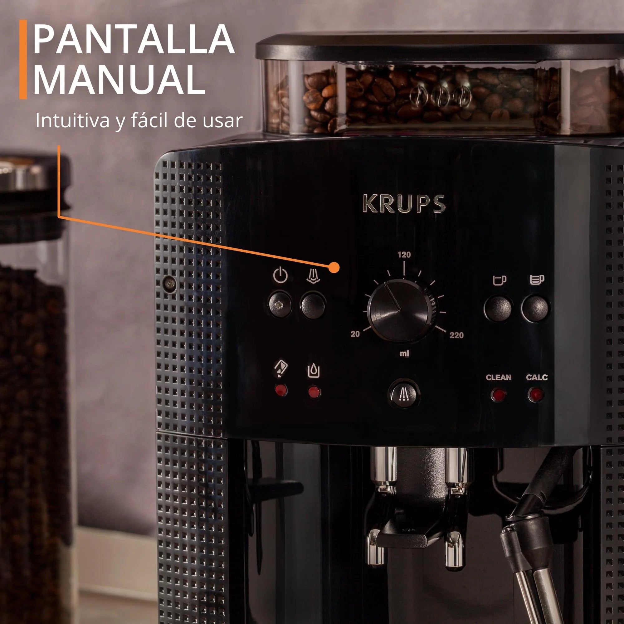 2025 Krups Essential - Cafetera súper automática, 15 Bares de presión, Molinillo cónico de Metal, con selección de cantidad e Intensidad de café, 1.7