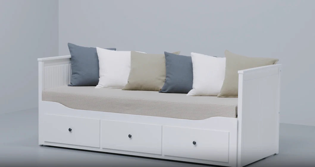 HEMNES Cama tipo diván con 3 espacios de almacenamiento, Blanco, 80x200 cm