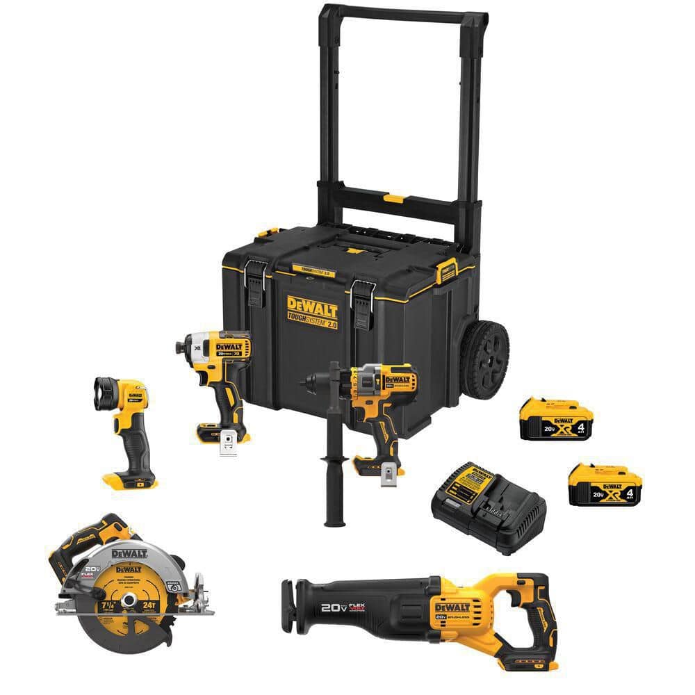 2025 Kit de Herramientas 5 en 1 20V MAX Sin Cable con Motor Sin Escobillas. Baterías de 4.0Ah (2) y Cargador DCKTS599M2