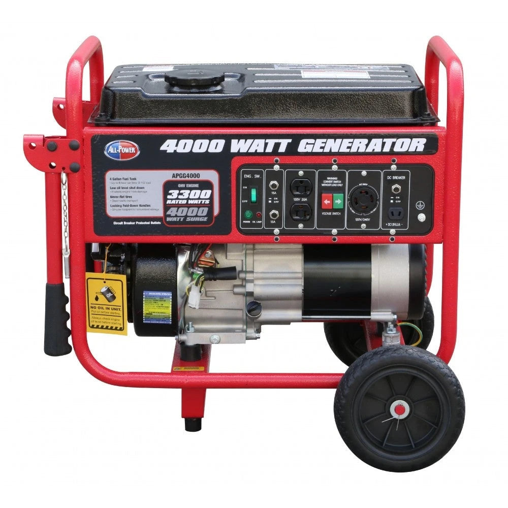 Generador All Power de 4000 vatios APGG4000, generador portátil de 4000W para respaldo de energía en el hogar, RV, restauración tras huracanes, certif