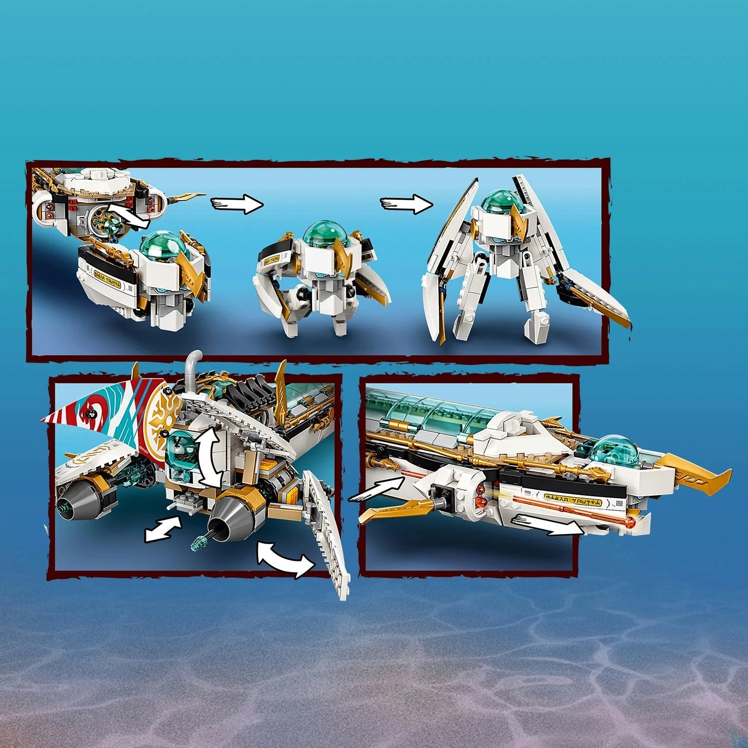 LEGO NINJAGO Hydro Bounty, Set de Construcción de Submarino 71756 con Minifiguras de Kai y Nya, Juguetes Ninja, Regalos para Niños y Niñas a partir de
