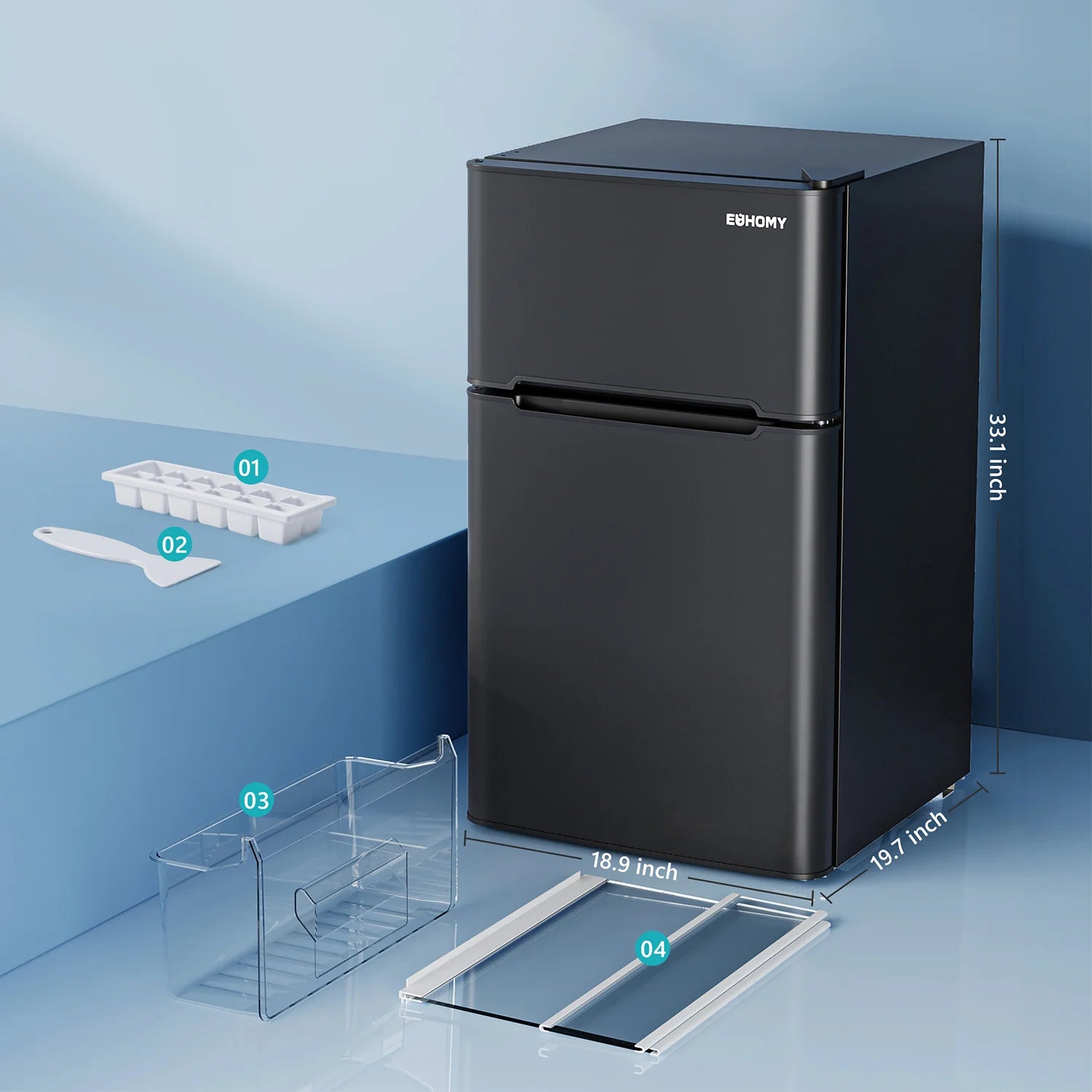 2025 Mini refrigerador EUHOMY de 3,2 pies cúbicos – Empotrable o independiente