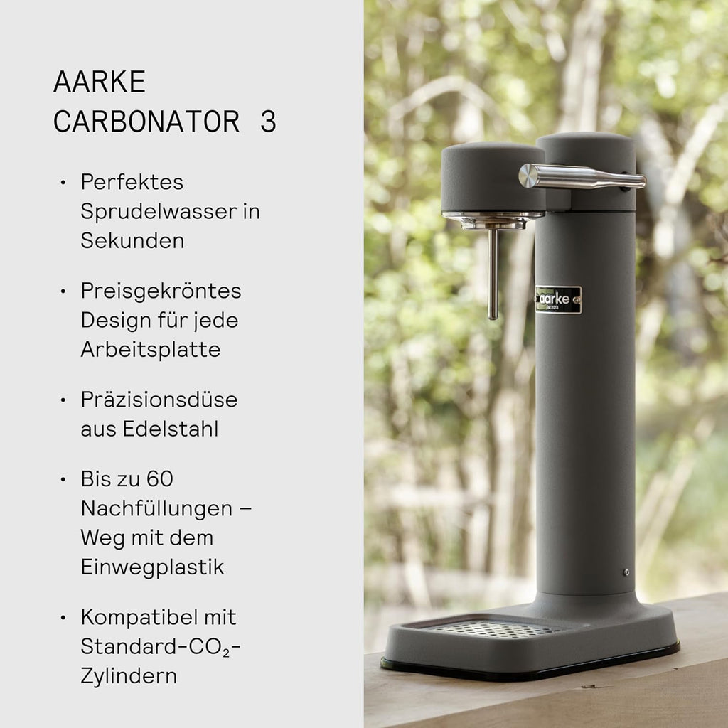 Aarke Carbonator 3, Máquina Gasificadora de Agua en Acero Inoxidable, incluye Dos Botellas (800ml), Acabado en Negro