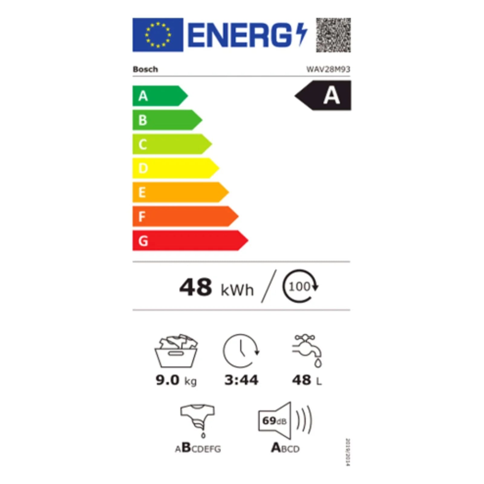 2025 Lavadora Bosch Serie 8 WAV28M93 de carga frontal 9 kg. 1400 rpm. Aluminio. Blanco