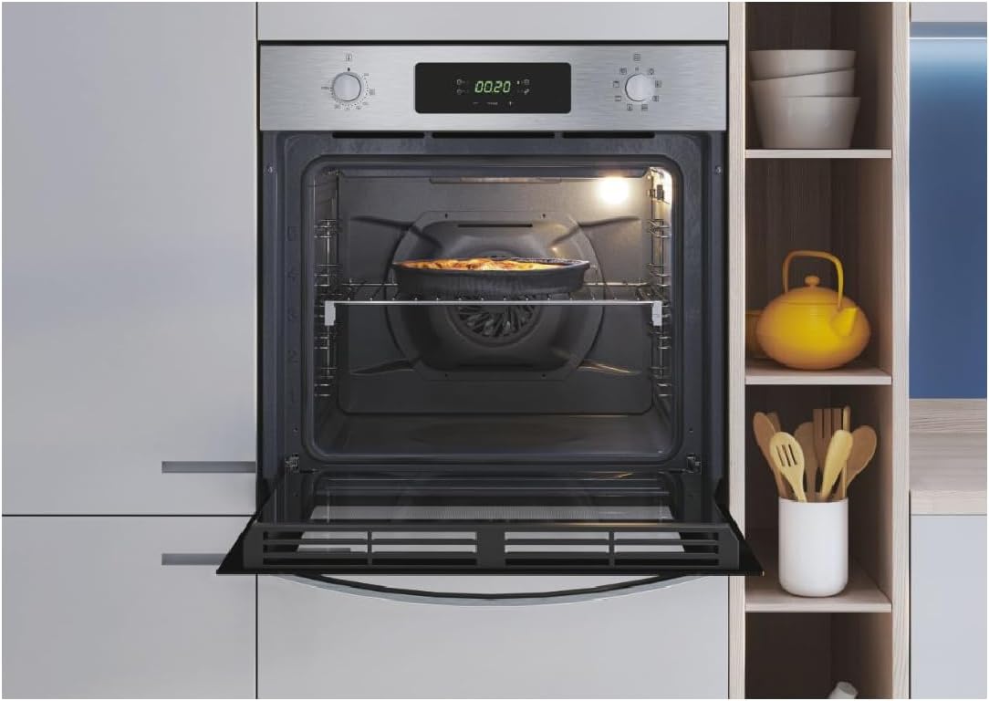 Idea FIDC X625 L, Horno Multifunción, 70L, Limpieza Aquactiva, 1 Bandeja y 2 Rejillas, Guía Telescópica, 8 Funciones, Display Timer Touch, Mandos Push&Pull, Puerta 2 Cristales, Inox y Negro