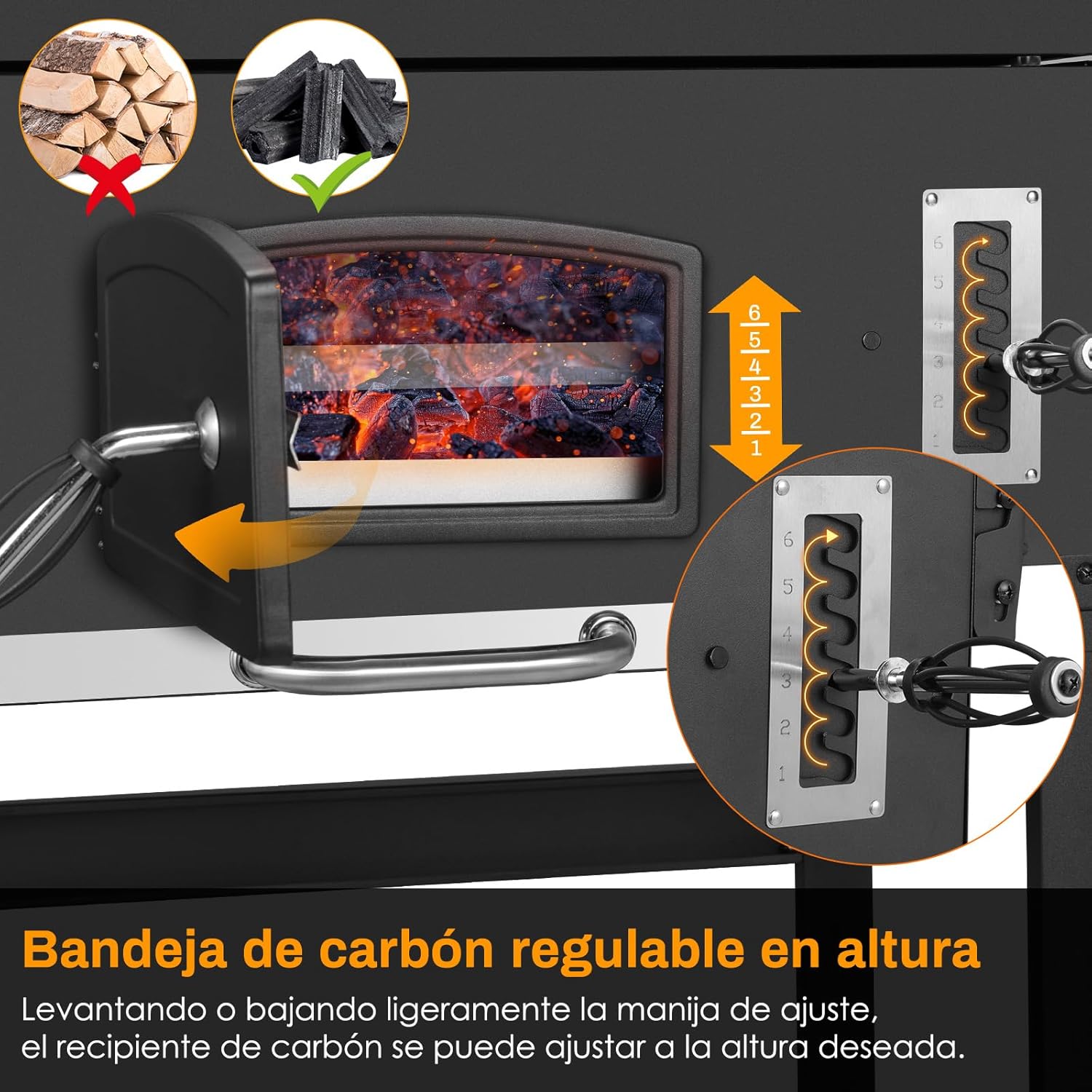 Barbacoa de Carbon XXL, Parrilla de Carbón con Chimenea y Tapa, Parrilla con Carrito BBQ Smoker con Ruedas y Termómetro, Grande BBQ Carbon para Camping y Jardín