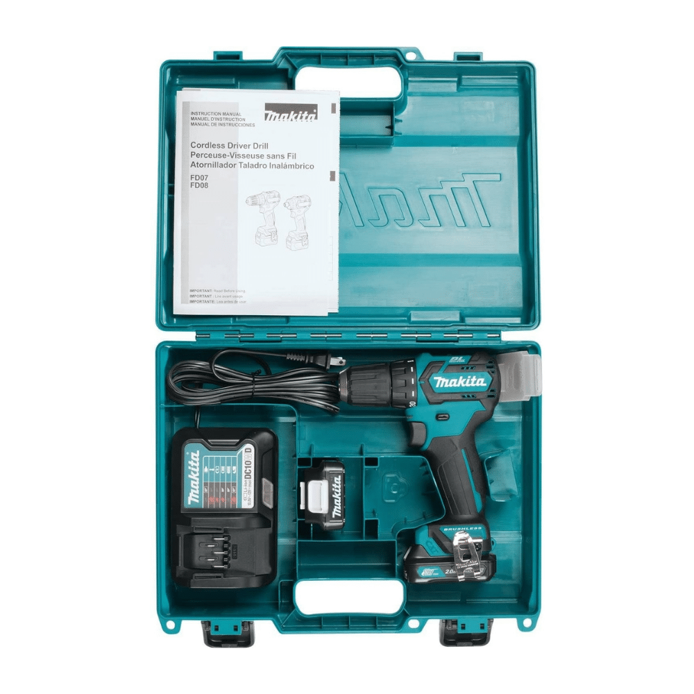 2025 Kit de Taladro-Atornillador Cordless Makita FD07R1 12V MAX CXT con Motor sin Carbón. 3/8 Pulgadas