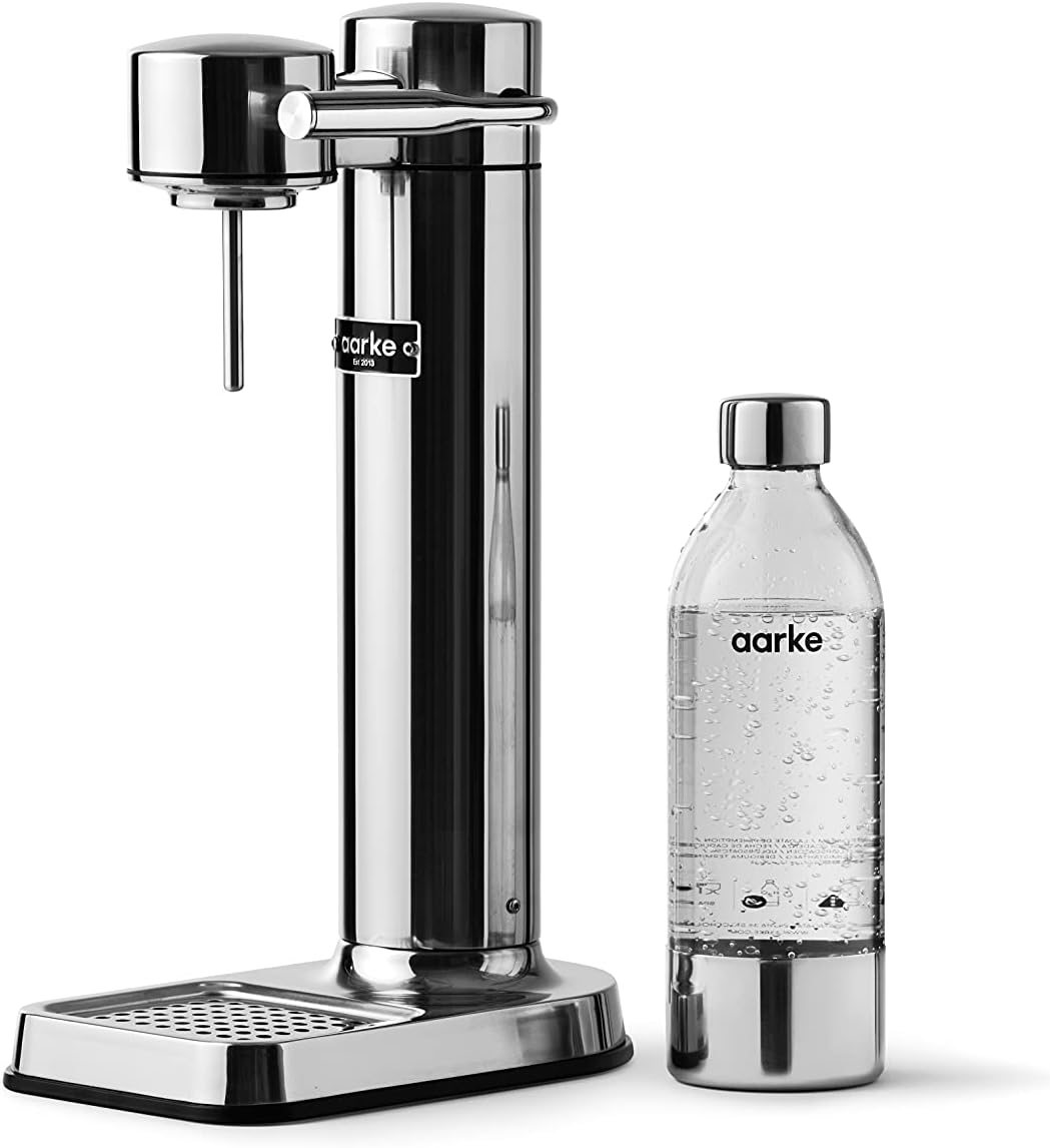 Aarke Carbonator 3, Máquina Gasificadora de Agua en Acero Inoxidable, incluye Dos Botellas (800ml), Acabado en Negro