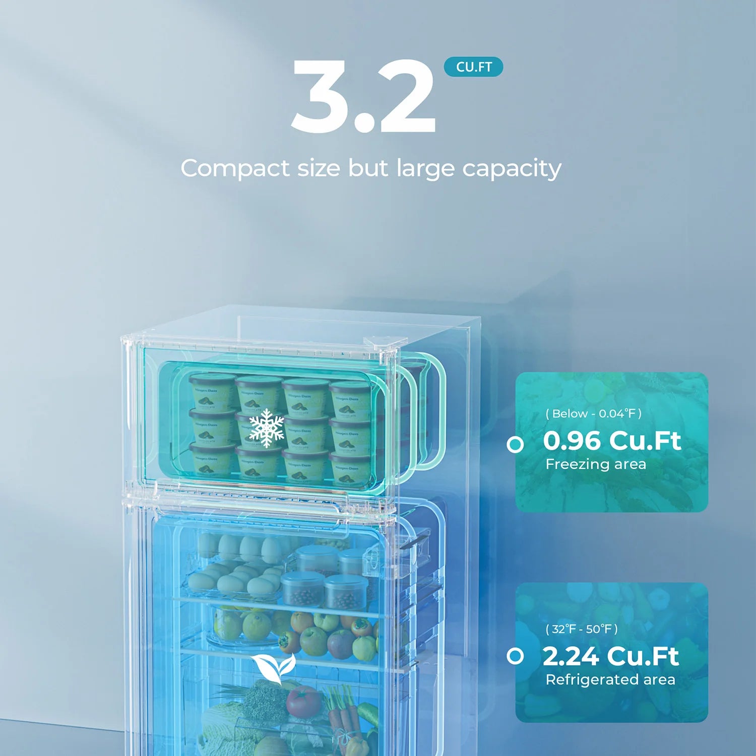 2025 Mini refrigerador EUHOMY de 3,2 pies cúbicos – Empotrable o independiente