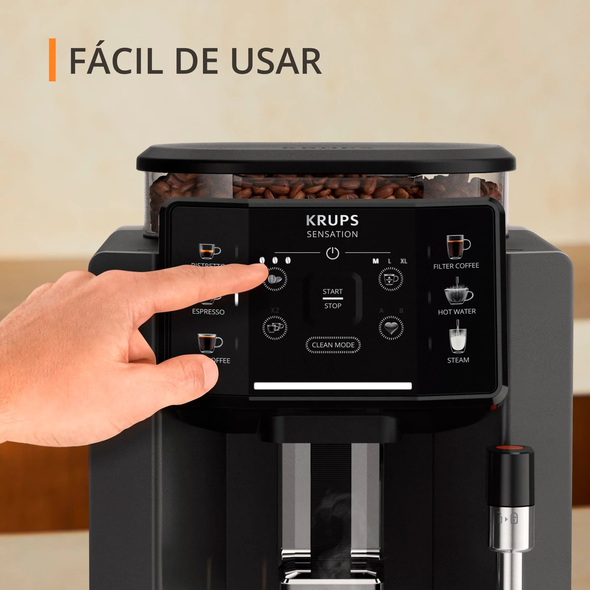 2025 Krups Essential - Cafetera súper automática, 15 Bares de presión, Molinillo cónico de Metal, con selección de cantidad e Intensidad de café, 1.7