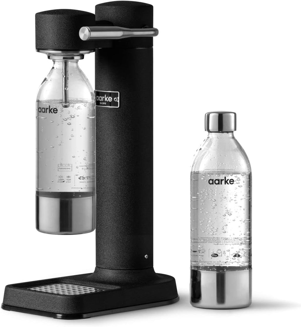 Aarke Carbonator 3, Máquina Gasificadora de Agua en Acero Inoxidable, incluye Dos Botellas (800ml), Acabado en Negro