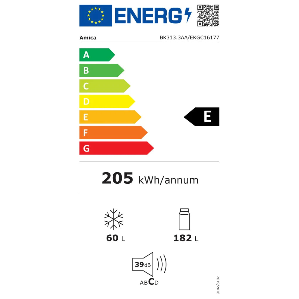 2025 Amica EKGC 16177 Frigorífico integrable con capacidad de 182 litros