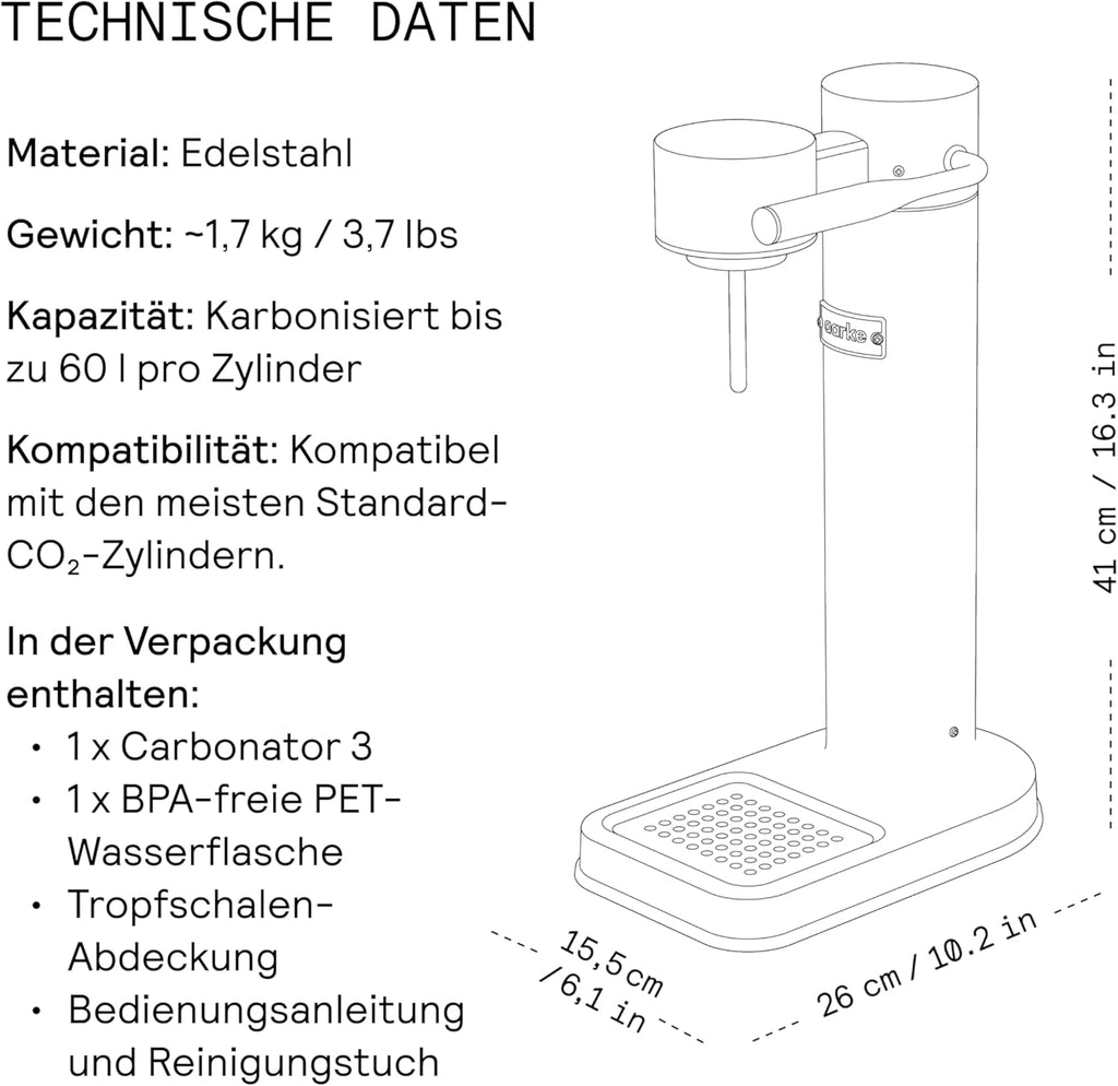 Aarke Carbonator 3, Máquina Gasificadora de Agua en Acero Inoxidable, incluye Dos Botellas (800ml), Acabado en Negro