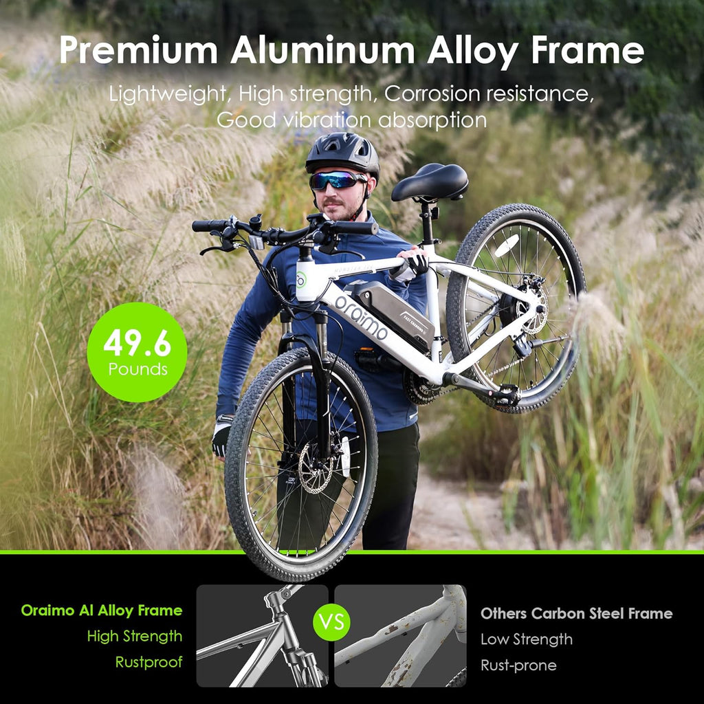 2025 Bicicleta eléctrica todoterreno para adultos Oraimo Monster 100 – Motor BAFANG 350W (pico 500W)