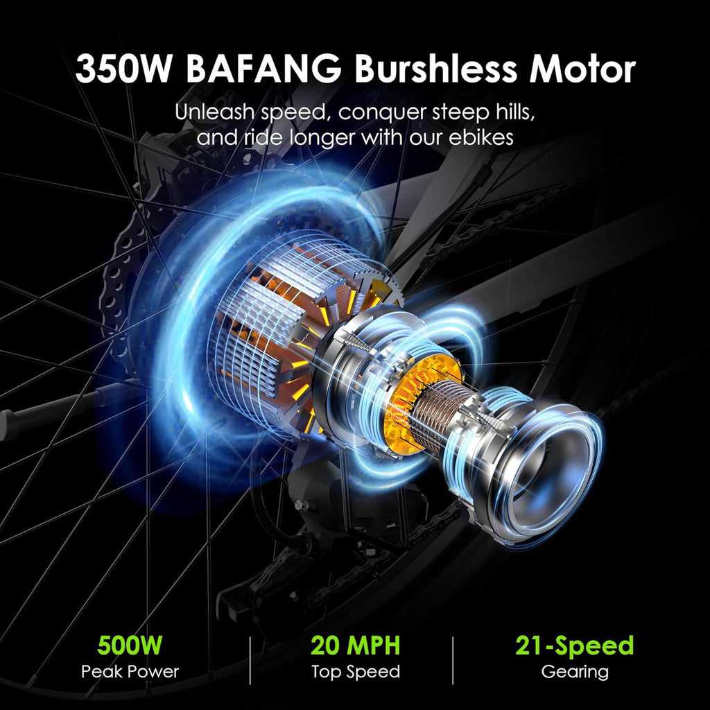 2025 Bicicleta eléctrica todoterreno para adultos Oraimo Monster 100 – Motor BAFANG 350W (pico 500W)