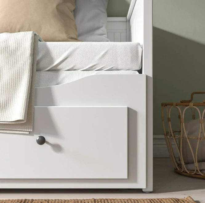 HEMNES Cama tipo diván con 3 espacios de almacenamiento, Blanco, 80x200 cm