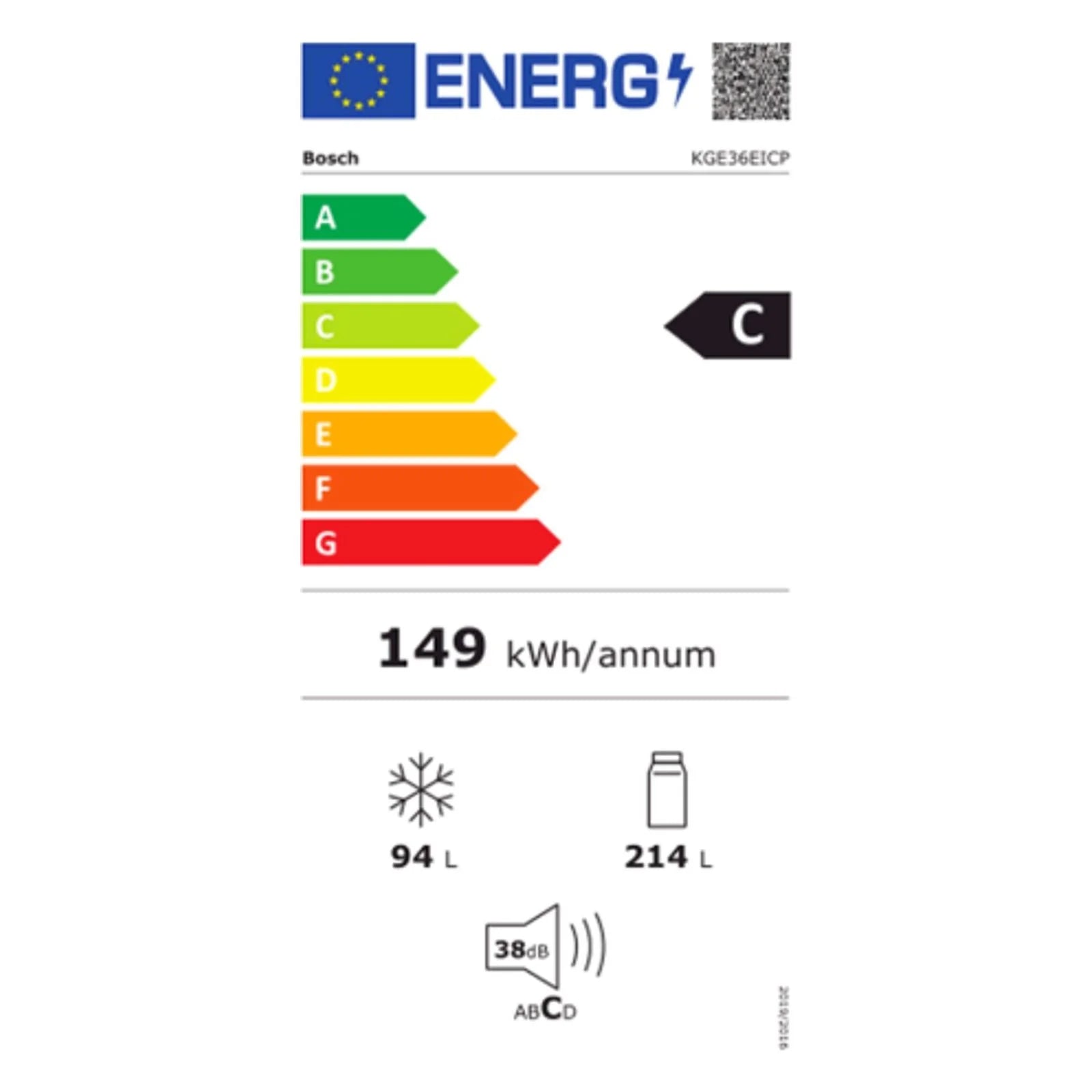 2025 Bosch KGE36EICP Frigorífico combinado de acero inoxidable
