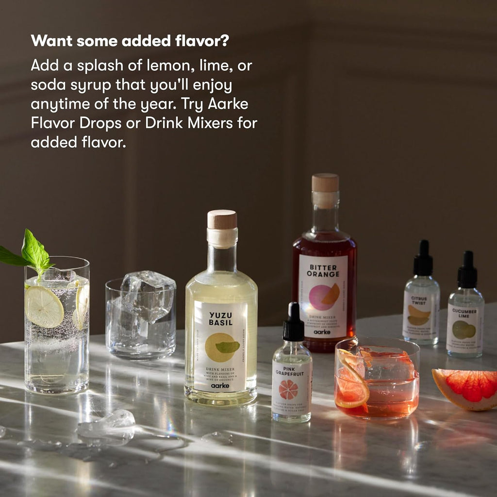 Aarke Carbonator 3, Máquina Gasificadora de Agua en Acero Inoxidable, incluye Dos Botellas (800ml), Acabado en Negro