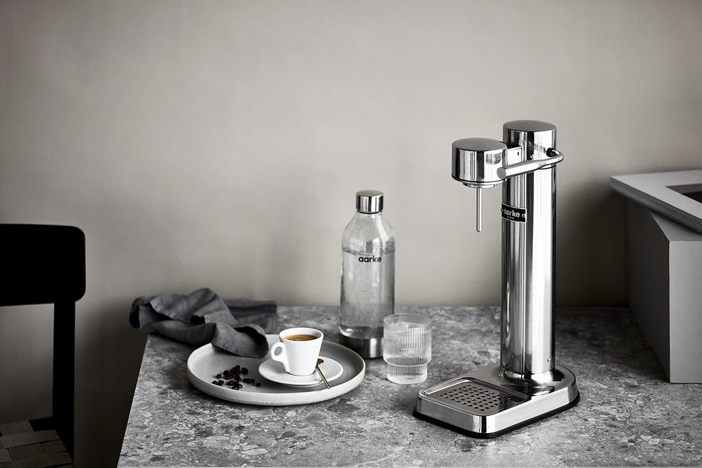 Aarke Carbonator 3, Máquina Gasificadora de Agua en Acero Inoxidable, incluye Dos Botellas (800ml), Acabado en Negro