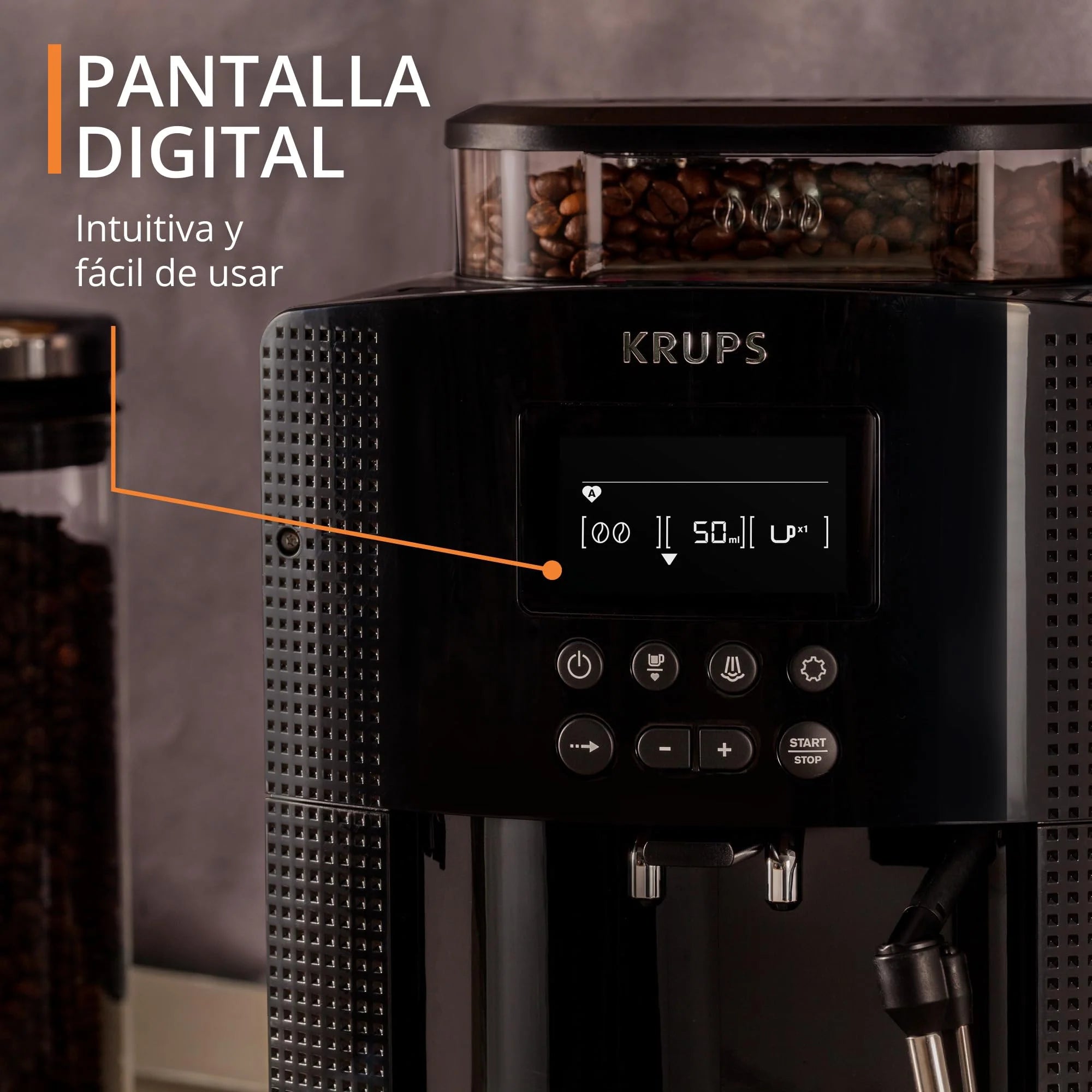 2025 Krups Essential - Cafetera súper automática, 15 Bares de presión, Molinillo cónico de Metal, con selección de cantidad e Intensidad de café, 1.7