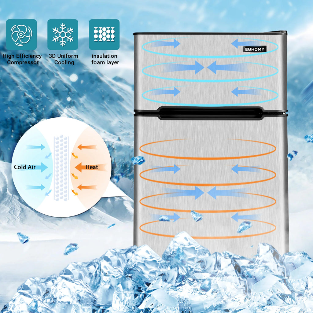 2025 Mini refrigerador EUHOMY de 3,2 pies cúbicos – Empotrable o independiente