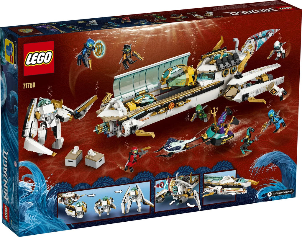 LEGO NINJAGO Hydro Bounty, Set de Construcción de Submarino 71756 con Minifiguras de Kai y Nya, Juguetes Ninja, Regalos para Niños y Niñas a partir de