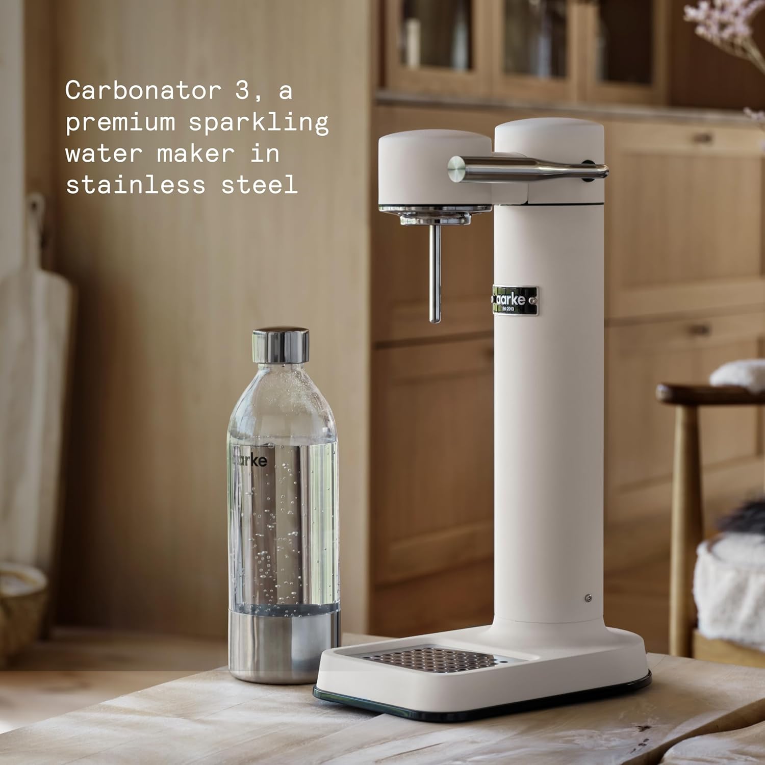 Aarke Carbonator 3, Máquina Gasificadora de Agua en Acero Inoxidable, incluye Dos Botellas (800ml), Acabado en Negro