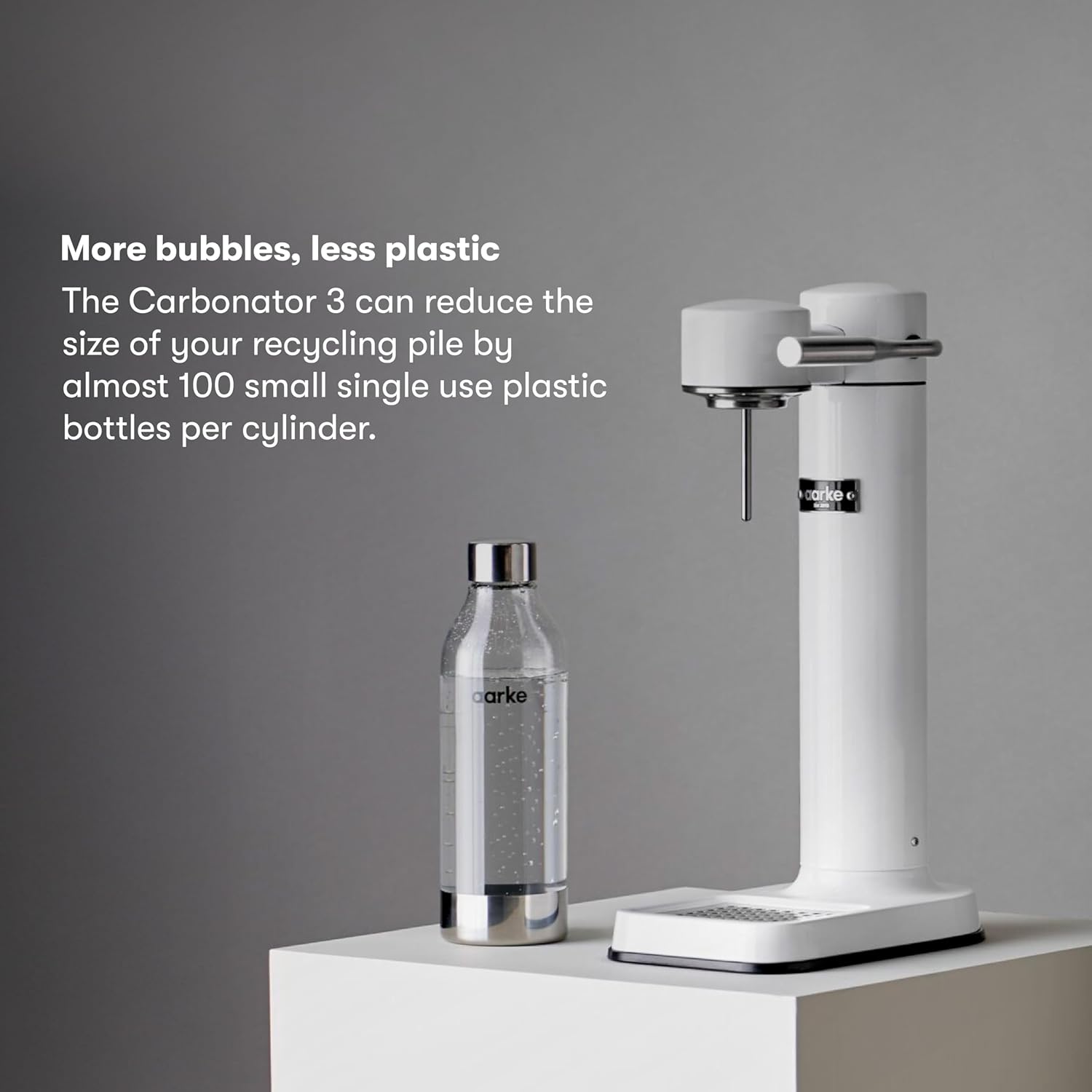 Aarke Carbonator 3, Máquina Gasificadora de Agua en Acero Inoxidable, incluye Dos Botellas (800ml), Acabado en Negro
