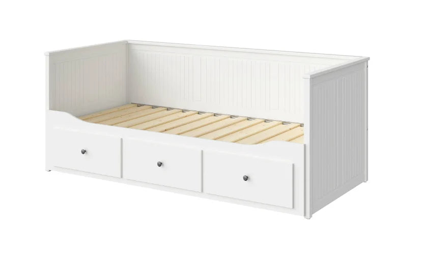 HEMNES Cama tipo diván con 3 espacios de almacenamiento, Blanco, 80x200 cm
