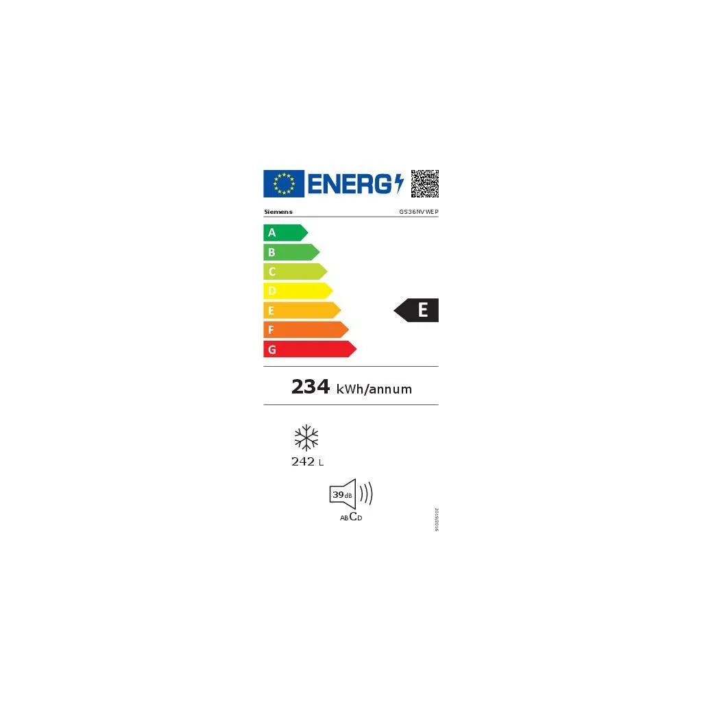 2025 Congelador arcón Siemens iQ300 GS36NVWEP – 242 L, independiente, clase energética E, blanco